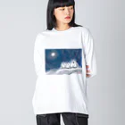 もり うめこの雪オトコと雪ダルマ ビッグシルエットロングスリーブTシャツ