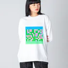 LalaHangeulのかなだらまばさ　グリーン(グラデーションバック Big Long Sleeve T-Shirt