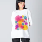 sandy-mのレースのお花畑 トロピカルカラー ビッグシルエットロングスリーブTシャツ