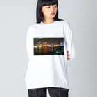 月華の夜上海船上情景 ビッグシルエットロングスリーブTシャツ