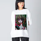 ねこの森でお散歩のハデな原色ガール Big Long Sleeve T-Shirt