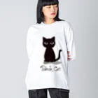 あずき缶の黒猫 ビッグシルエットロングスリーブTシャツ