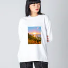 miyupsychedelicのトロピカルsunrise ビッグシルエットロングスリーブTシャツ