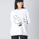 LINEクリエイター　グリーンティ（GreenT）のキャラクターグッズショップのぶたの「ありがト〜ン」　（シャカシャカ） Big Long Sleeve T-Shirt