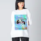 𝙈𝙊𝙈𝙊'𝙨 𝙎𝙝𝙤𝙥のホログラム & レトロpanda-03 Big Long Sleeve T-Shirt