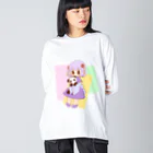 めんへらぱんだちゃん🐼💊の中華少女とパンダさん ビッグシルエットロングスリーブTシャツ