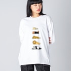 奇×屋の無気力な猫っぽい動物縦置き Big Long Sleeve T-Shirt