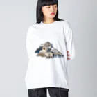 オリジナル　PLUSのかわいいカモシカ ビッグシルエットロングスリーブTシャツ