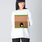 Danke Shoot Coffeeの虎穴に入るスリスリ君 ビッグシルエットロングスリーブTシャツ