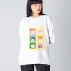 wokasinaiwoの切手シリーズちょこ＆てん ビッグシルエットロングスリーブTシャツ