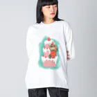 wokasinaiwoのヲカシなクリスマスケーキおかか ビッグシルエットロングスリーブTシャツ