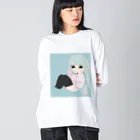 さくらのだぼだぼパーカーと黒ニーソの少女 ビッグシルエットロングスリーブTシャツ