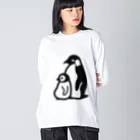 かわずやのぺんぎんのおやこ（黒） Big Long Sleeve T-Shirt