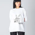 j8ie de vivre♪のうさぎの休憩　USAGIZUKI　モノクロ ビッグシルエットロングスリーブTシャツ