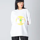 PUCHIN's shopの白文鳥たち ビッグシルエットロングスリーブTシャツ