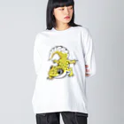 もむのふの爬虫類グッズやさんのレオパちゃん ビッグシルエットロングスリーブTシャツ