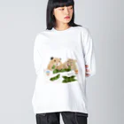 KAMAP ＆ Ricaの【KAMAP】枝豆とハムスター兄弟 Big Long Sleeve T-Shirt