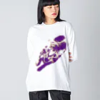 Beansショップの絶叫ねこ (3D風味、むらさきver) Big Long Sleeve T-Shirt