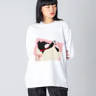 黒柴の梅吉でやんすのお手々ピーン_ロゴ入り Big Long Sleeve T-Shirt