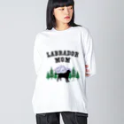 ハッピー・ラブラドールズのLabrador Mom ブラックラブラドール ビッグシルエットロングスリーブTシャツ