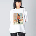 nidan-illustrationの"双輪車娘之圖會" 1-#1 ビッグシルエットロングスリーブTシャツ