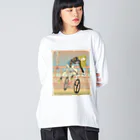 nidan-illustrationの"双輪車娘之圖會" 3-#1 ビッグシルエットロングスリーブTシャツ