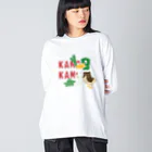 イラスト MONYAAT の鴨カモ カモかも C ビッグシルエットロングスリーブTシャツ