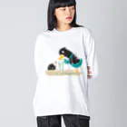 イラスト MONYAAT のネギを値切っている鴨カモかもB L Big Long Sleeve T-Shirt