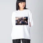 takashikickの夕日が映るバイク Big Long Sleeve T-Shirt