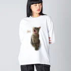 コムノのキジトラ猫の鶉（うずら） ビッグシルエットロングスリーブTシャツ