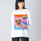 𝙈𝙊𝙈𝙊'𝙨 𝙎𝙝𝙤𝙥のMOMOのレトロなデザイン #01 ビッグシルエットロングスリーブTシャツ