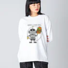 イラスト MONYAAT の私はロボットではありません ビッグシルエットロングスリーブTシャツ