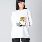 mofusandの在宅勤務にゃん Big Long Sleeve T-Shirt