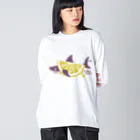 さかたようこ / サメ画家の檸檬ととろけるおサメさん | TOROKERU SHARK Fresh Lemon! ｜ Single ビッグシルエットロングスリーブTシャツ