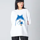 mincruのねこ と さかな ビッグシルエットロングスリーブTシャツ