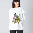 百瀬ガンジィのゴキゲンSHOPのスカジャンチャイナ娘(虎) Big Long Sleeve T-Shirt