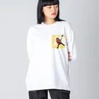 工房ＨＡＮＺＯＵの野鳥シリーズ　ベニマシコ ビッグシルエットロングスリーブTシャツ