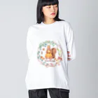 Prism coffee beanの森の木の実のボタニカルカフェ ビッグシルエットロングスリーブTシャツ