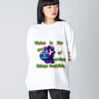 オリジナルデザインTシャツ　SMOKIN'のくるりんモクモックマC紫 Big Long Sleeve T-Shirt