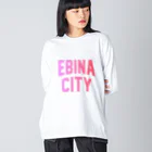 JIMOTOE Wear Local Japanの海老名市 EBINA CITY ロゴピンク Big Long Sleeve T-Shirt
