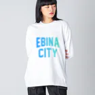 JIMOTOE Wear Local Japanの海老名市 EBINA CITY ロゴブルー Big Long Sleeve T-Shirt