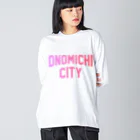 JIMOTOE Wear Local Japanの尾道市 ONOMICHI CITY ロゴピンク Big Long Sleeve T-Shirt