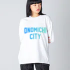 JIMOTOE Wear Local Japanの尾道市 ONOMICHI CITY ロゴブルー Big Long Sleeve T-Shirt