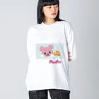 PostPet Official Shopのモモとジンパチの休日 ビッグシルエットロングスリーブTシャツ