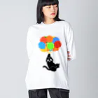 ねむ吉屋のFLY AWAY CAT(風船で飛ぶ猫) Big Long Sleeve T-Shirt