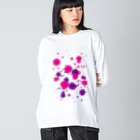 MAGENTA INFINITYのピンク紫のしぶき Big Long Sleeve T-Shirt