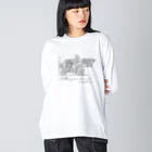 R.D.SAKURAのFlying bicycle 淡色 Big Long Sleeve T-Shirt
