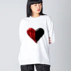 THTHSHOPのチェック柄でハート柄とかギザギザじゃん Big Long Sleeve T-Shirt