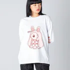 かわいいもののおみせ　いそぎんちゃくのぴえんうさ耳アマビエ　文字あり Big Long Sleeve T-Shirt