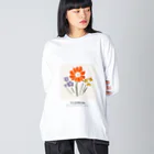 by.lettersの3つのお花 ビッグシルエットロングスリーブTシャツ